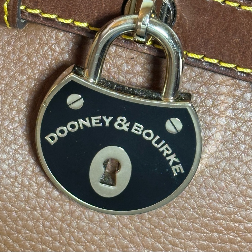 Dooney & Bourke Pebble Leather Satchel Shoulder Bag – Brown with Lock Detail - Picture 2 of 15